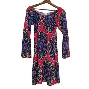 Simply Southern Off Shoulder Dress With Long Bell Sleeves Boho Style Size M